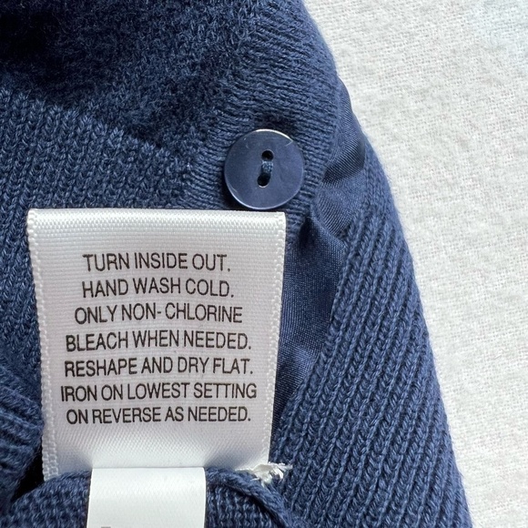 NWT Merona Blue Ruffle Cotton Quarter Sleeve V Neck Button Sweater Size XS - Picture 9 of 11